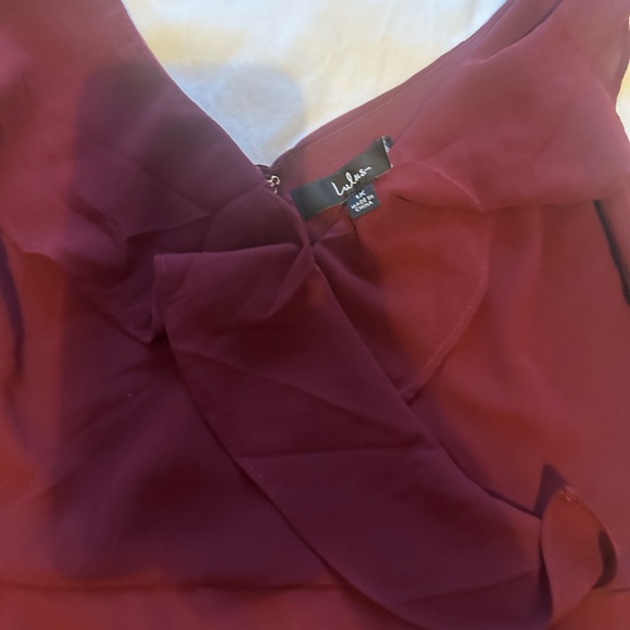 Lulu’s Majesty Burgundy Ruffled Salsa V-Neck Flutter StrapsMaxi Dress Size 1x - Picture 11 of 12